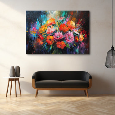 Abstract Acrylic Flower Painting on Canvas